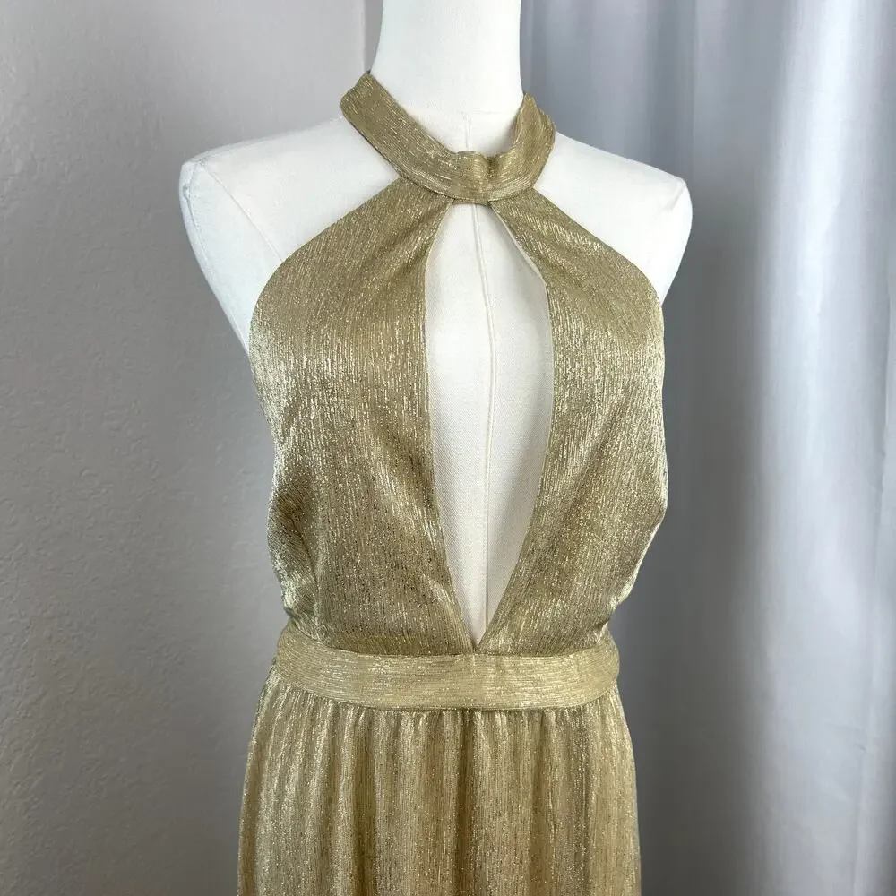 Lulu's Gold Maxi Dress - Picture 2 of 15
